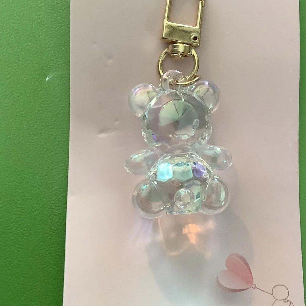 Be Mine Crystal Clear Bear Keychain - Gold and Clear